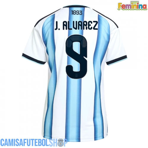 Camisa de time de futebol Argentina Julian Alvarez #9 Replicas 1º Equipamento Feminina Mundo 2026 Manga Curta